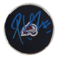 Patrick Roy Signed Avalanche Logo Chrome Hockey Puck (JSA) at PristineAuction.com