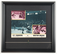 1966 NY Rangers vs. Boston Bruins Custom Framed Photo Display with Stanley Cup Pin at PristineAuction.com