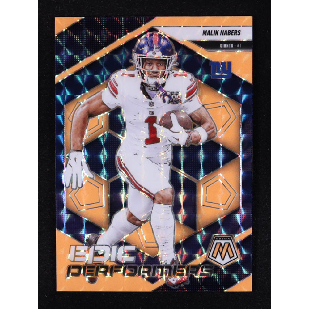 Malik Nabers 2025 Panini Mosaic Epic Performers Mosaic Orange Fluorescent #11 at PristineAuction.com