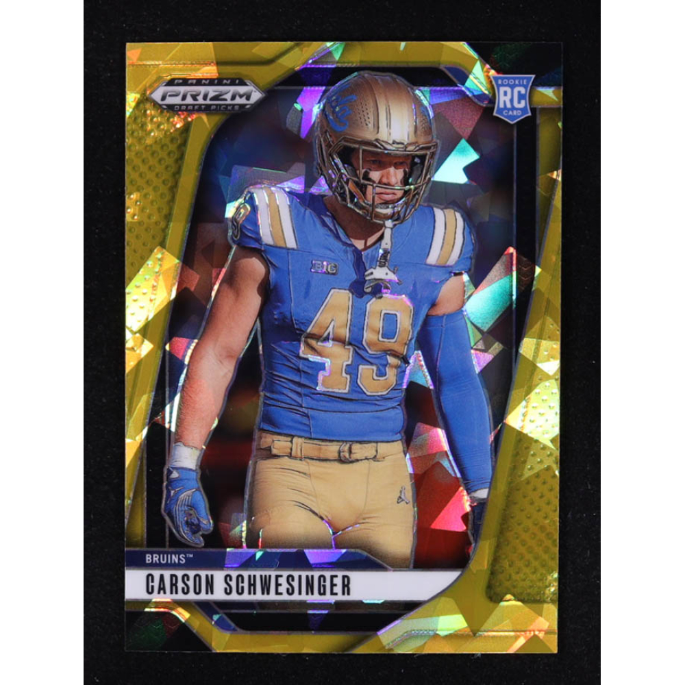 Carson Schwesinger 2025 Panini Prizm Draft Picks Prizms Gold Ice #137 RC at PristineAuction.com