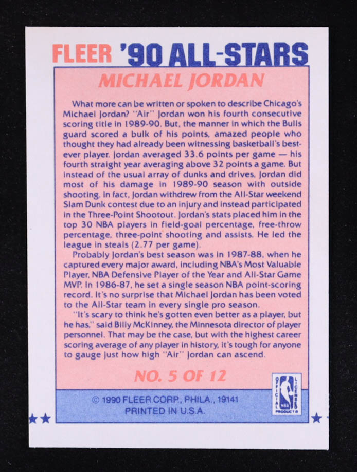 Michael Jordan 1990-91 Fleer All-Stars #5 at PristineAuction.com Michael Jordan 1990-91 Fleer All-Stars #5 at PristineAuction.com