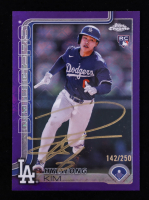 Hyeseong Kim Signed 2025 Topps Chrome Logofractor Purple Refractors #152 #142/250 RC (Beckett) at PristineAuction.com