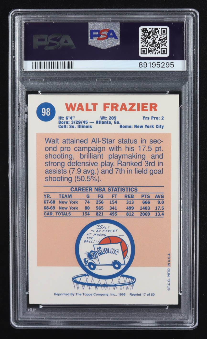 Walt Frazier 1996 Topps Stars Reprint Autographs #17 (PSA | Autograph Graded PSA 8) at PristineAuction.com Walt Frazier 1996 Topps Stars Reprint Autographs #17 (PSA | Autograph Graded PSA 8) at PristineAuction.com