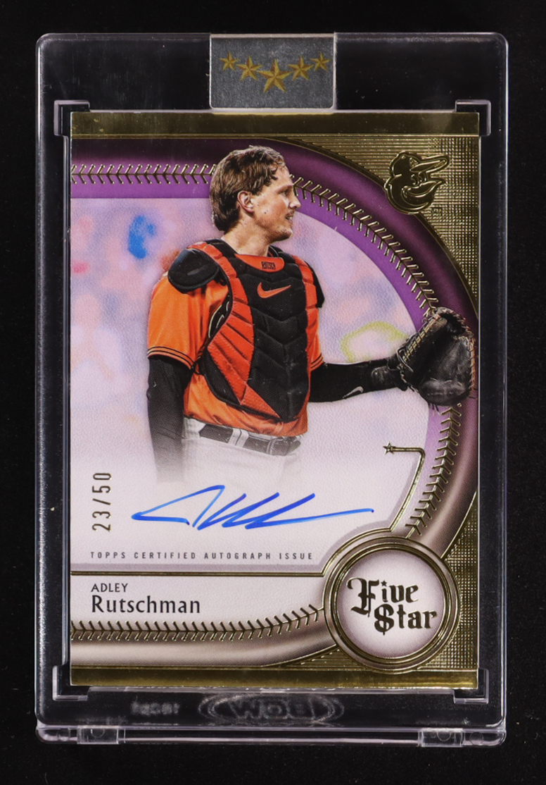 Adley Rutschman 2024 Topps Five Star Autographs Purple #FSAARU #23/50 at PristineAuction.com Adley Rutschman 2024 Topps Five Star Autographs Purple #FSAARU #23/50 at PristineAuction.com