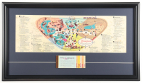 1958 Disneyland Custom Framed Vintage On-Site Park Map Display with A-D Vintage Ticket Book at PristineAuction.com