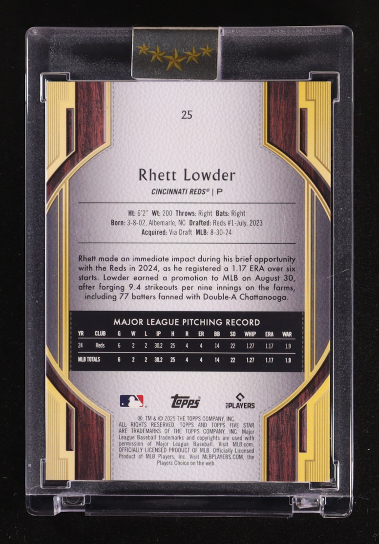 Rhett Lowder 2025 Topps Five Star Orange #25 #14/25 RC at PristineAuction.com Rhett Lowder 2025 Topps Five Star Orange #25 #14/25 RC at PristineAuction.com