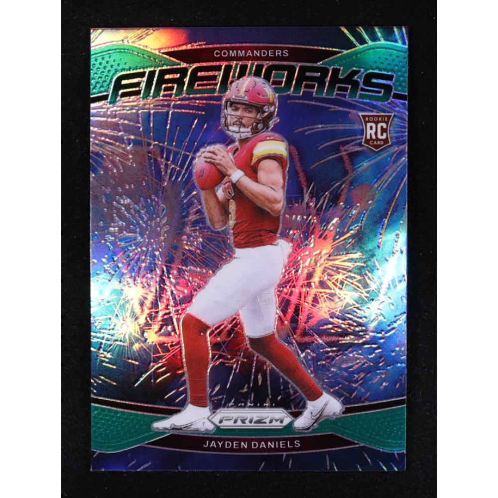 Jayden Daniels 2024 Panini Prizm Fireworks Prizms Green #24 RC at PristineAuction.com