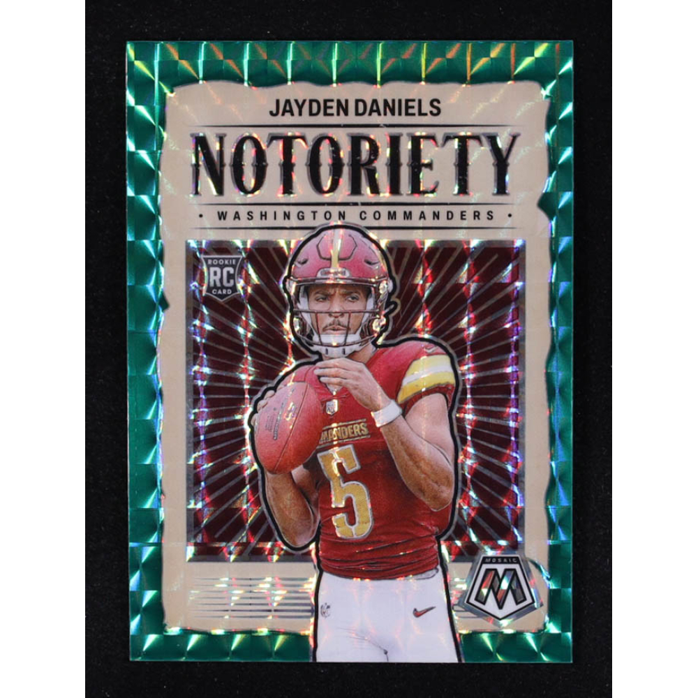 Jayden Daniels 2024 Panini Mosaic Notoriety Mosaic Green #19 RC at PristineAuction.com