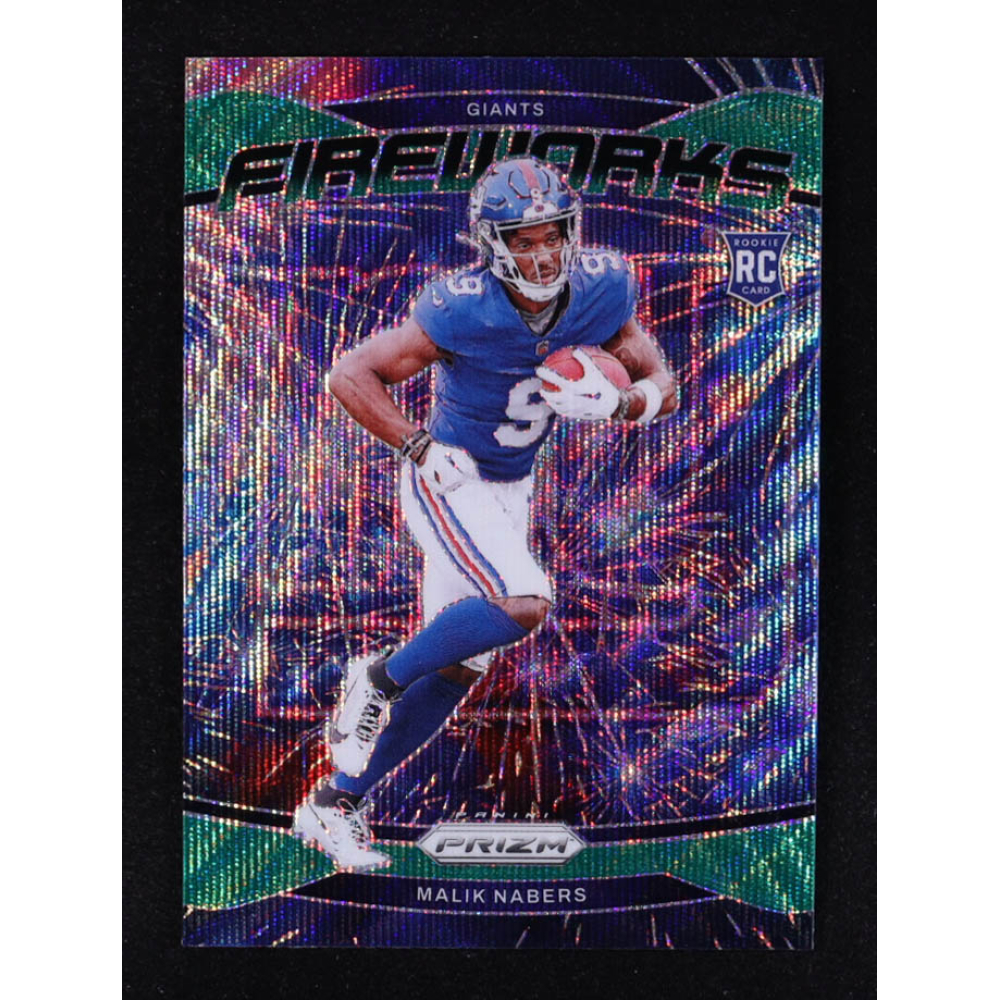 Malik Nabers 2024 Panini Prizm Fireworks Prizms Green Wave #21 RC at PristineAuction.com