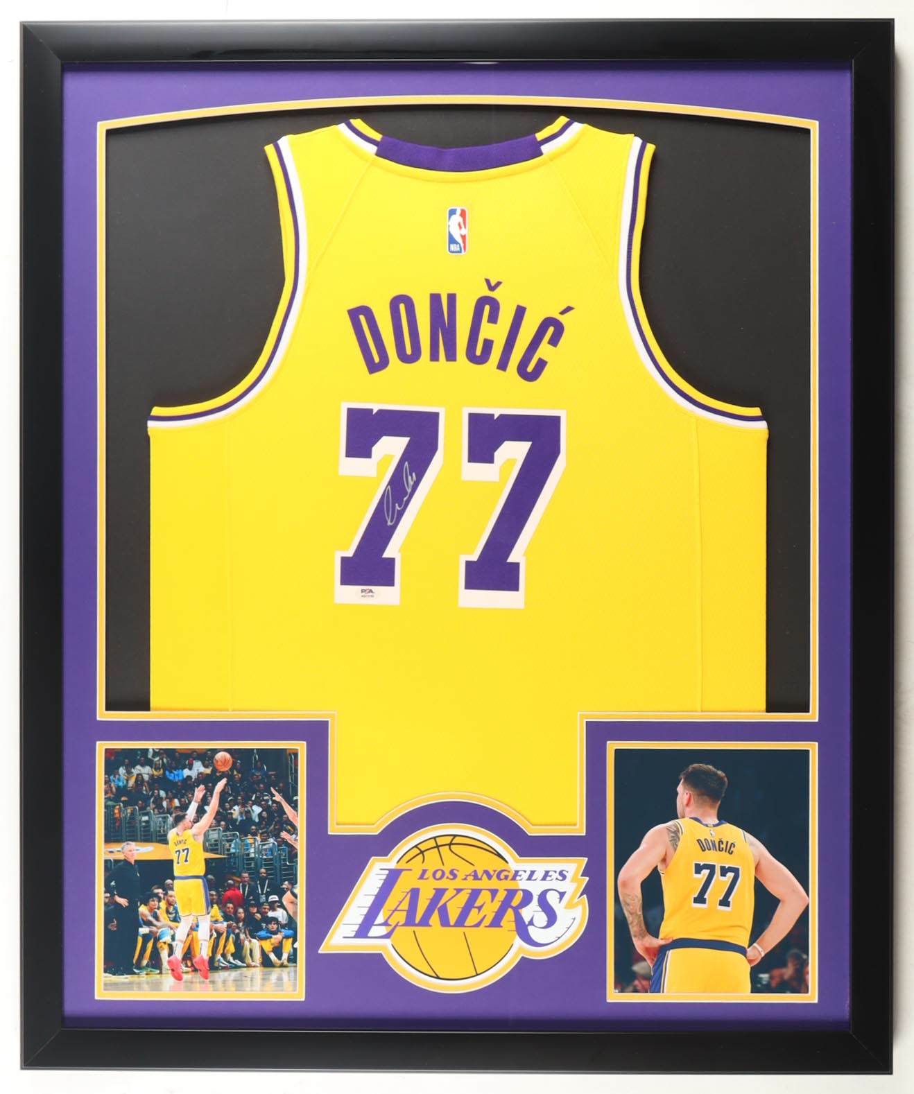 Luka Doncic Signed Custom Framed Lakers Jersey Display (PSA) at PristineAuction.com Luka Doncic Signed Custom Framed Lakers Jersey Display (PSA) at PristineAuction.com