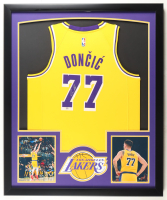 Luka Doncic Signed Custom Framed Lakers Jersey Display (PSA) at PristineAuction.com