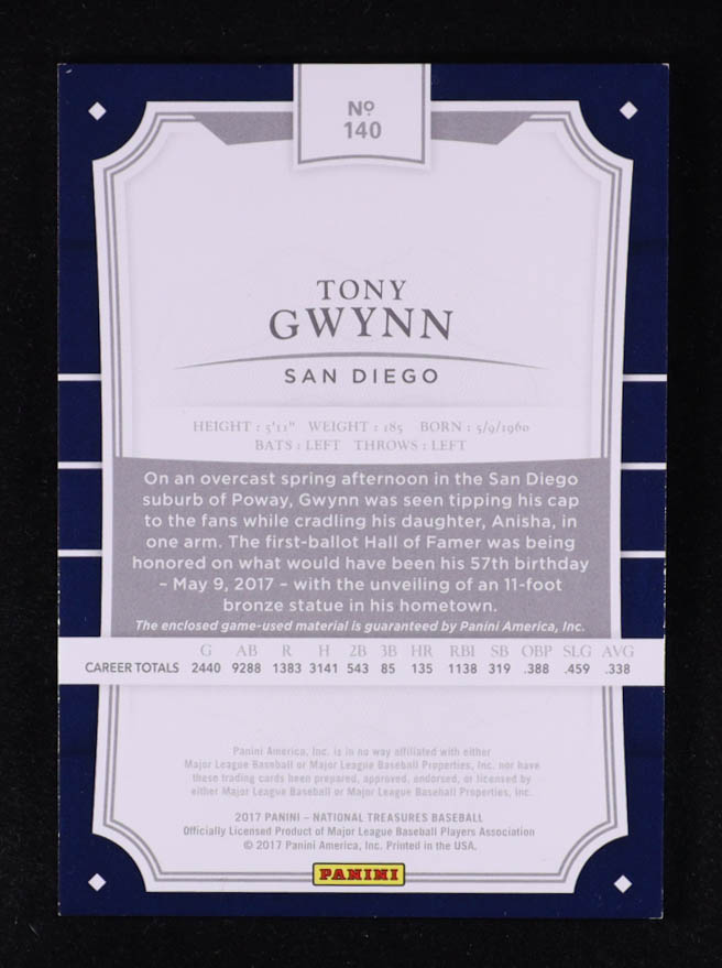 Tony Gwynn 2017 Panini National Treasures Holo Gold #140 #03/10 at PristineAuction.com Tony Gwynn 2017 Panini National Treasures Holo Gold #140 #03/10 at PristineAuction.com