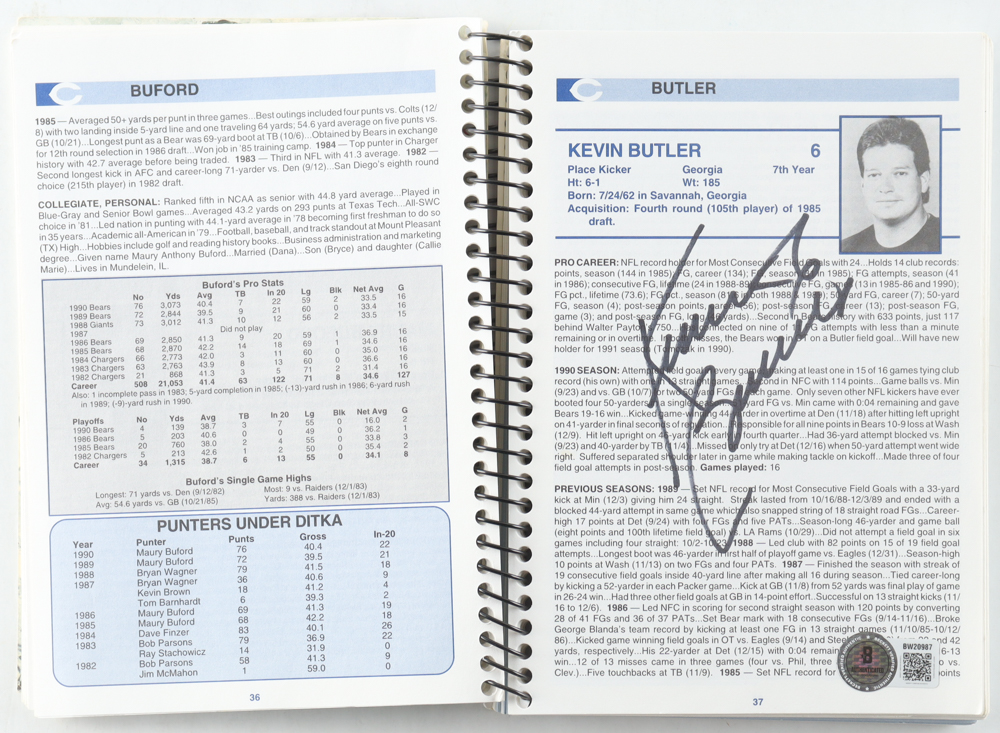 Kevin Butler & Steve McMichael Signed 1991 Bears Football Media Guide Booklet Inscribed "76 Bears" (Beckett) at PristineAuction.com Kevin Butler & Steve McMichael Signed 1991 Bears Football Media Guide Booklet Inscribed "76 Bears" (Beckett) at PristineAuction.com