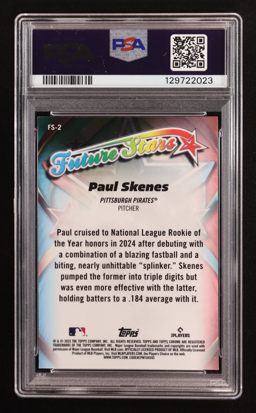 Paul Skenes 2025 Topps Chrome Future Stars #FS2 (PSA 10) at PristineAuction.com Paul Skenes 2025 Topps Chrome Future Stars #FS2 (PSA 10) at PristineAuction.com
