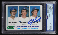 Steve Sax Signed 1982 Topps #681 Mike Marshall / Ron Roenicke / Steve Sax RC (PSA) at PristineAuction.com