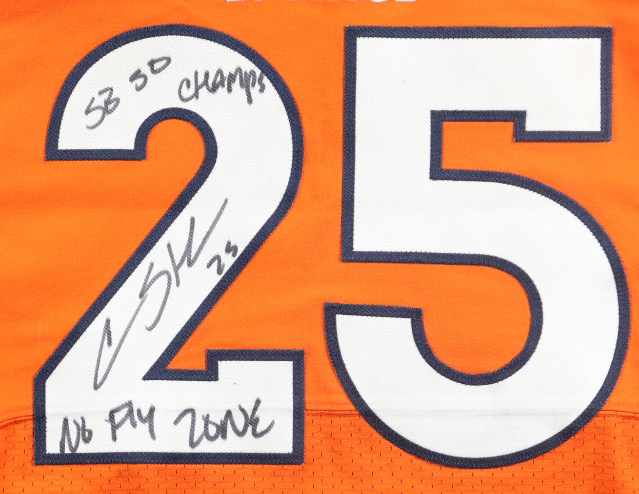 Chris Harris Jr. Signed Broncos Nike Authentic Jersey Inscribed "SB 50 Champs" & "No Fly Zone" (Beckett) at PristineAuction.com Chris Harris Jr. Signed Broncos Nike Authentic Jersey Inscribed "SB 50 Champs" & "No Fly Zone" (Beckett) at PristineAuction.com