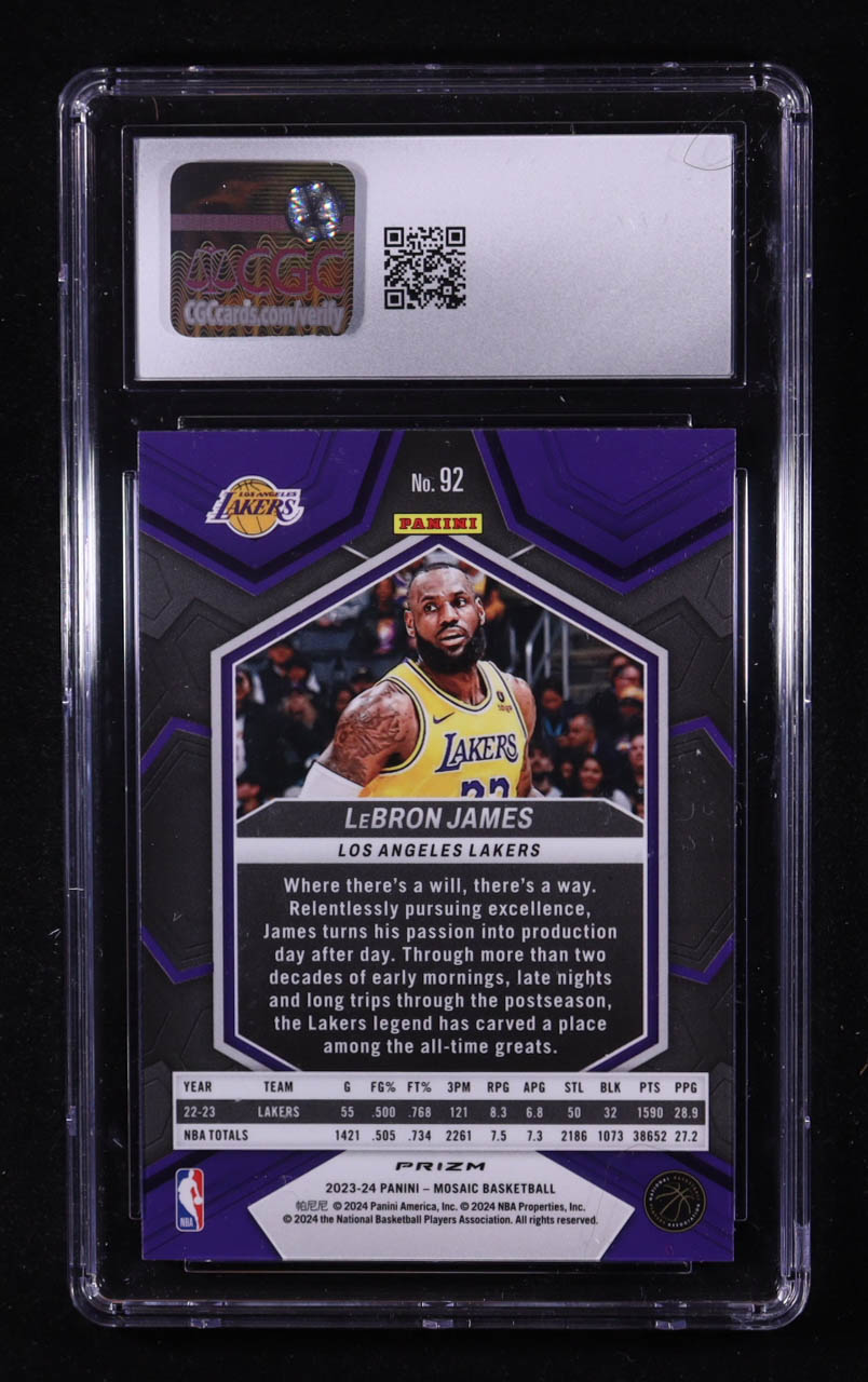 LeBron James 2023-24 Panini Mosaic Mosaic Genesis #92 (CGC 10) at PristineAuction.com LeBron James 2023-24 Panini Mosaic Mosaic Genesis #92 (CGC 10) at PristineAuction.com