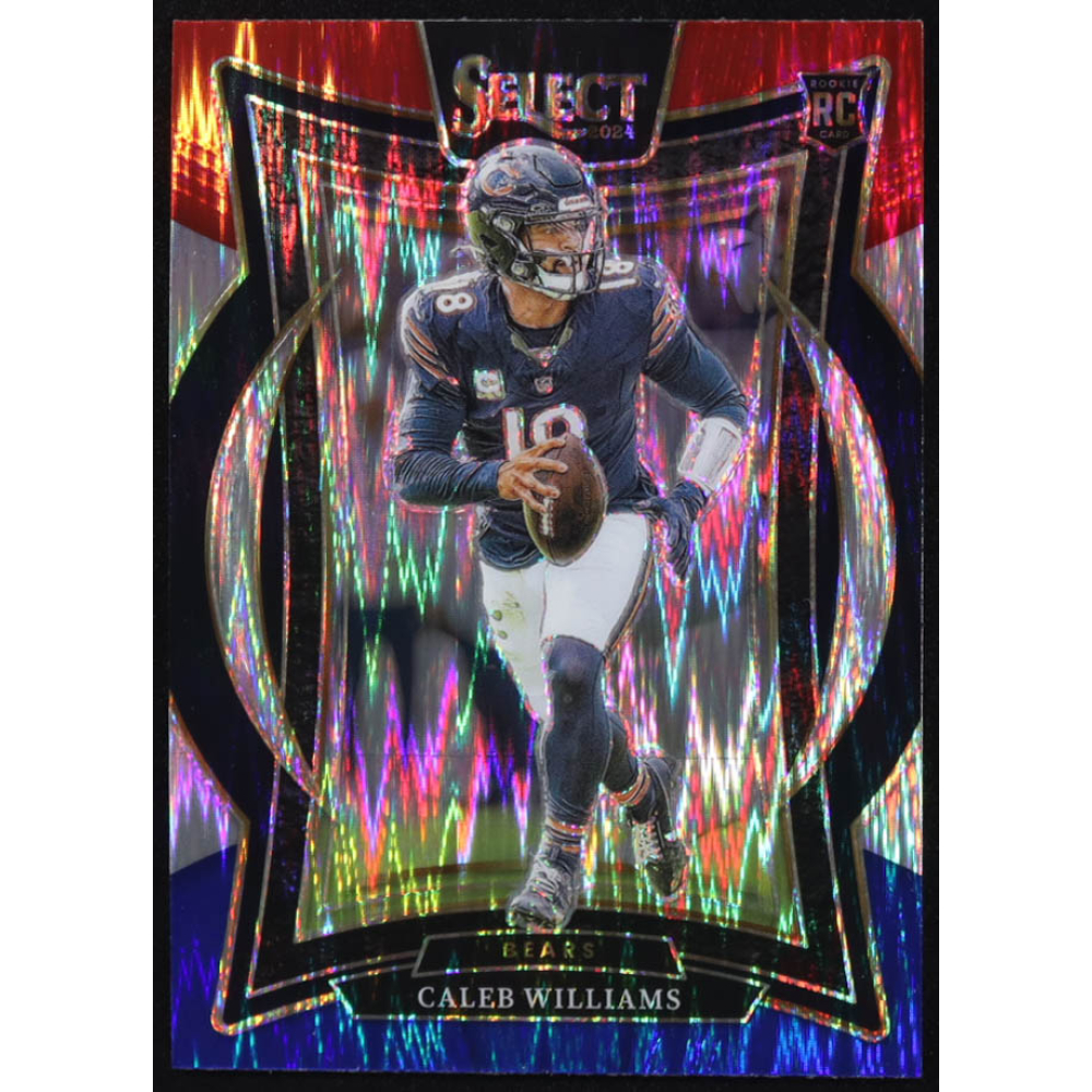 Caleb Williams 2024 Select Prizm Red and Blue Shock #25 RC at PristineAuction.com