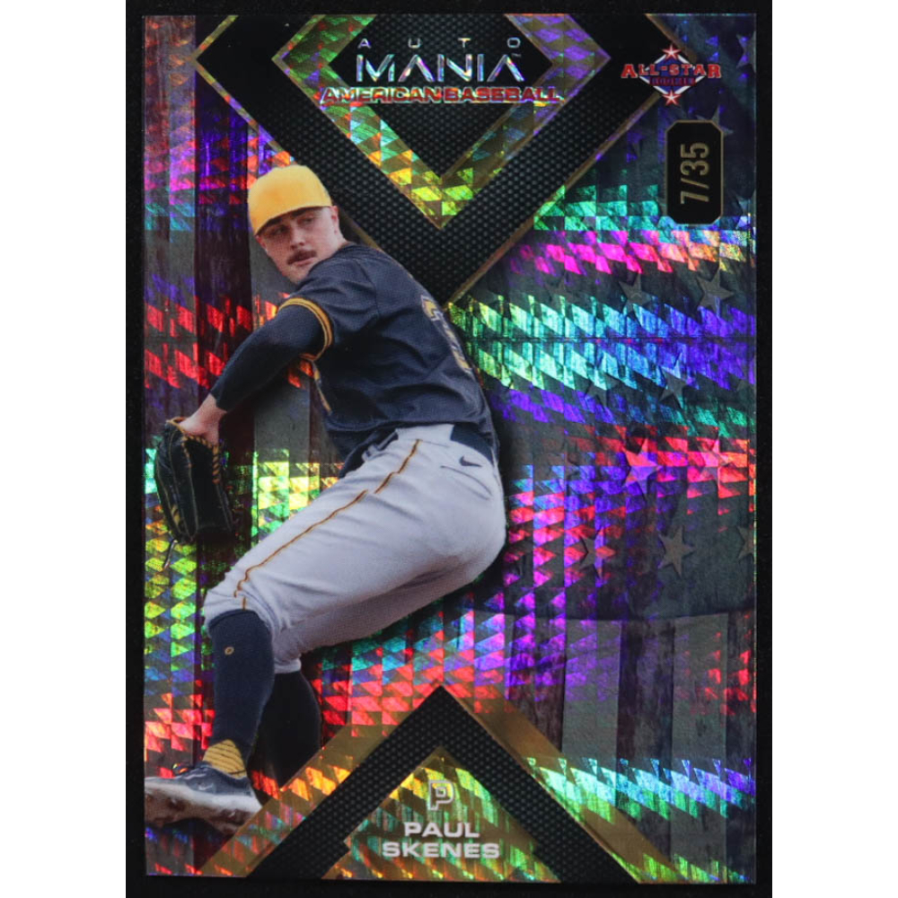Paul Skenes 2024 Wild Card Auto Mania American Baseball Vintage Flag Prism #AMSQ-PS3 #07/35 RC at PristineAuction.com