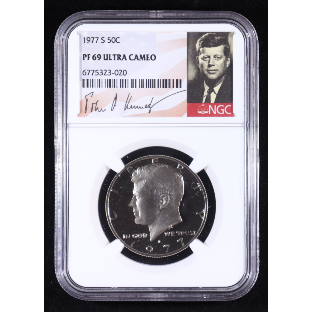 1977-S Kennedy 50C Half Dollar - JFK Signature Label (NGC PF69 ULTRA CAMEO) at PristineAuction.com