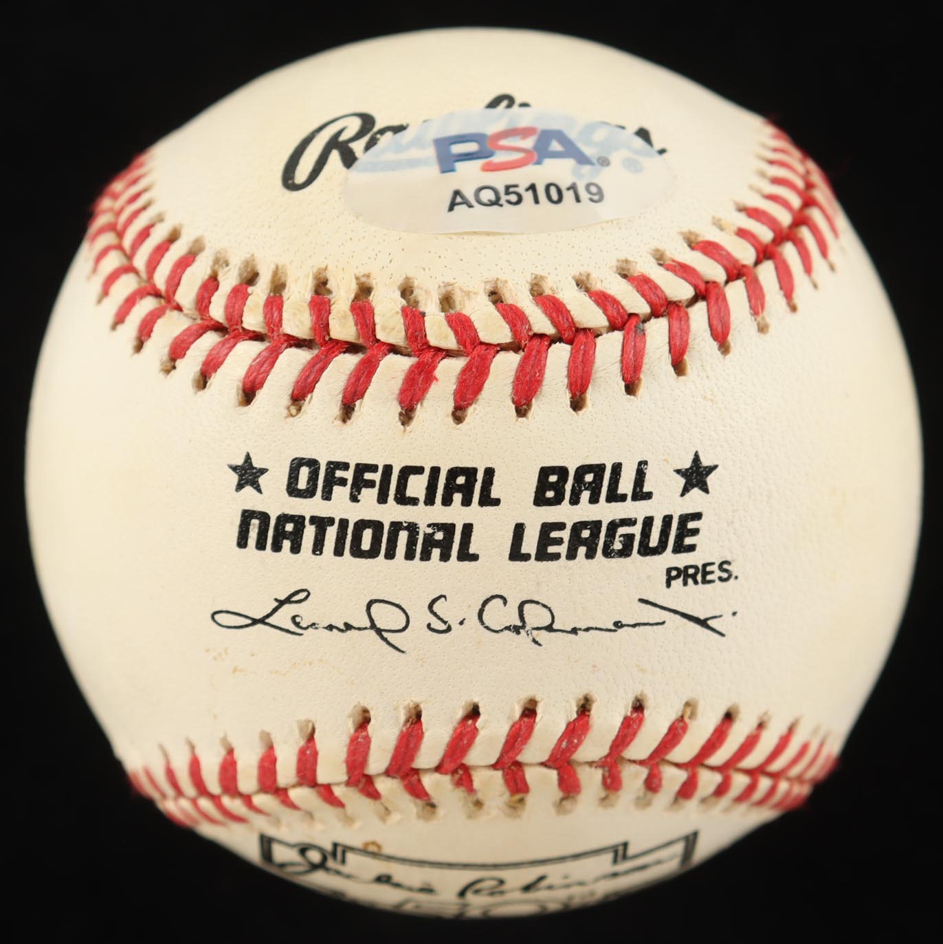 Pee Wee Reese Signed ONL Jackie Robinson 50th Anniversary Logo Baseball With Display Case & Jackie Robinson Pin (PSA) at PristineAuction.com Pee Wee Reese Signed ONL Jackie Robinson 50th Anniversary Logo Baseball With Display Case & Jackie Robinson Pin (PSA) at PristineAuction.com