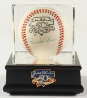 Pee Wee Reese Signed ONL Jackie Robinson 50th Anniversary Logo Baseball With Display Case & Jackie Robinson Pin (PSA) at PristineAuction.com