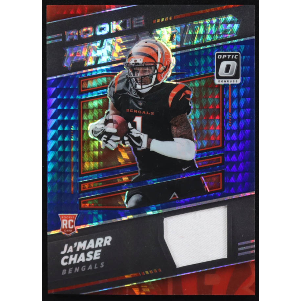 Ja'Marr Chase 2021 Donruss Optic Rookie Phenoms Jerseys Blue Hyper #7 RC at PristineAuction.com