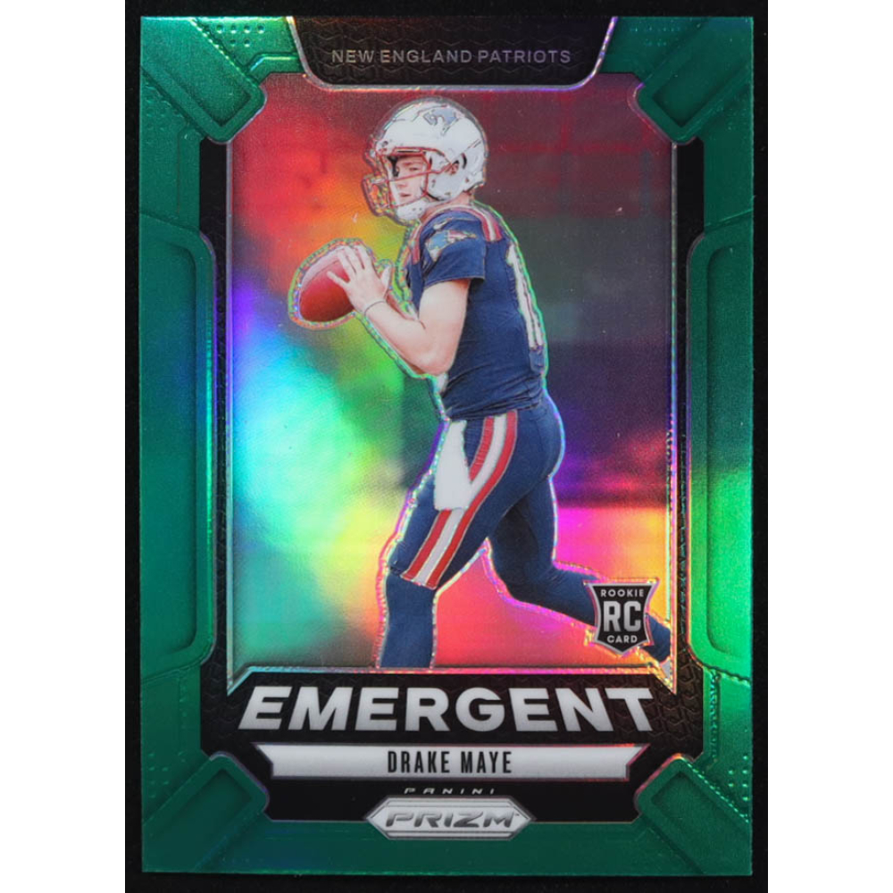 Drake Maye 2024 Panini Prizm Emergent Prizms Green #4 RC at PristineAuction.com