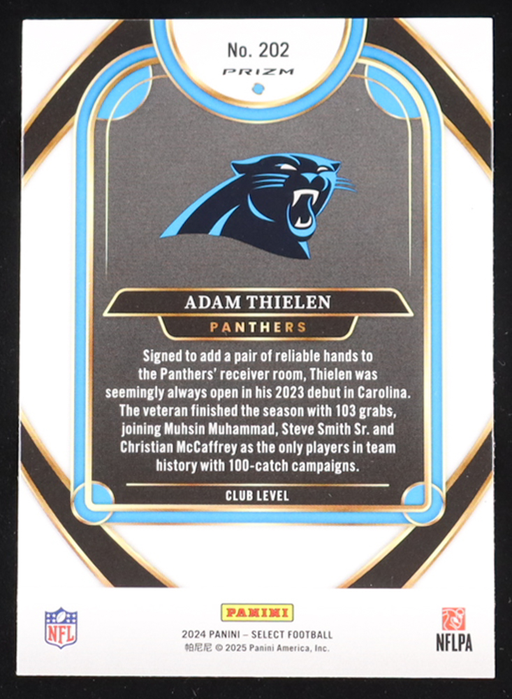 Adam Thielen 2024 Select Prizm Zebra Shock #202 at PristineAuction.com Adam Thielen 2024 Select Prizm Zebra Shock #202 at PristineAuction.com