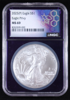 2025(P) American Silver Eagle, Eagle Privy #/500,000 (NGC MS69) at PristineAuction.com