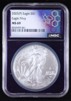 2025(P) American Silver Eagle, Eagle Privy #/500,000 (NGC MS69) at PristineAuction.com