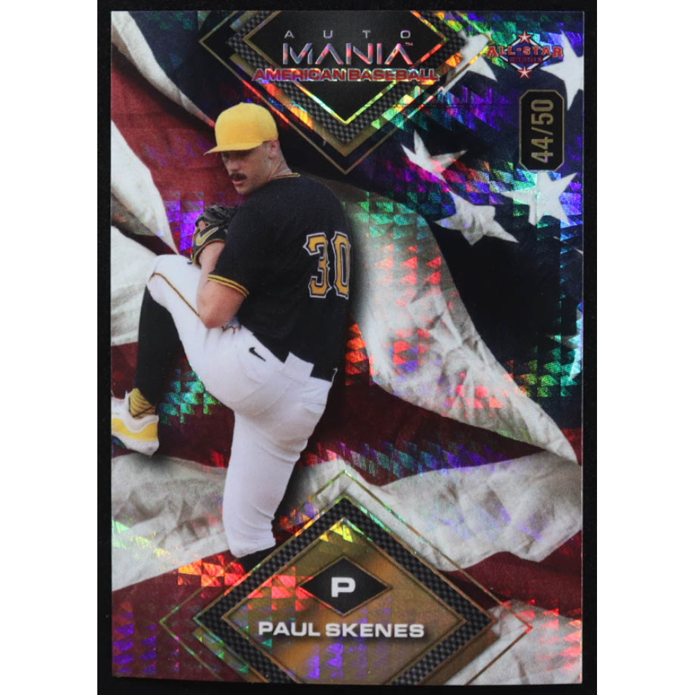 Paul Skenes 2024 Wild Card Auto Mania American Baseball American Flag Prism #AMAD-PS #44/50 RC at PristineAuction.com