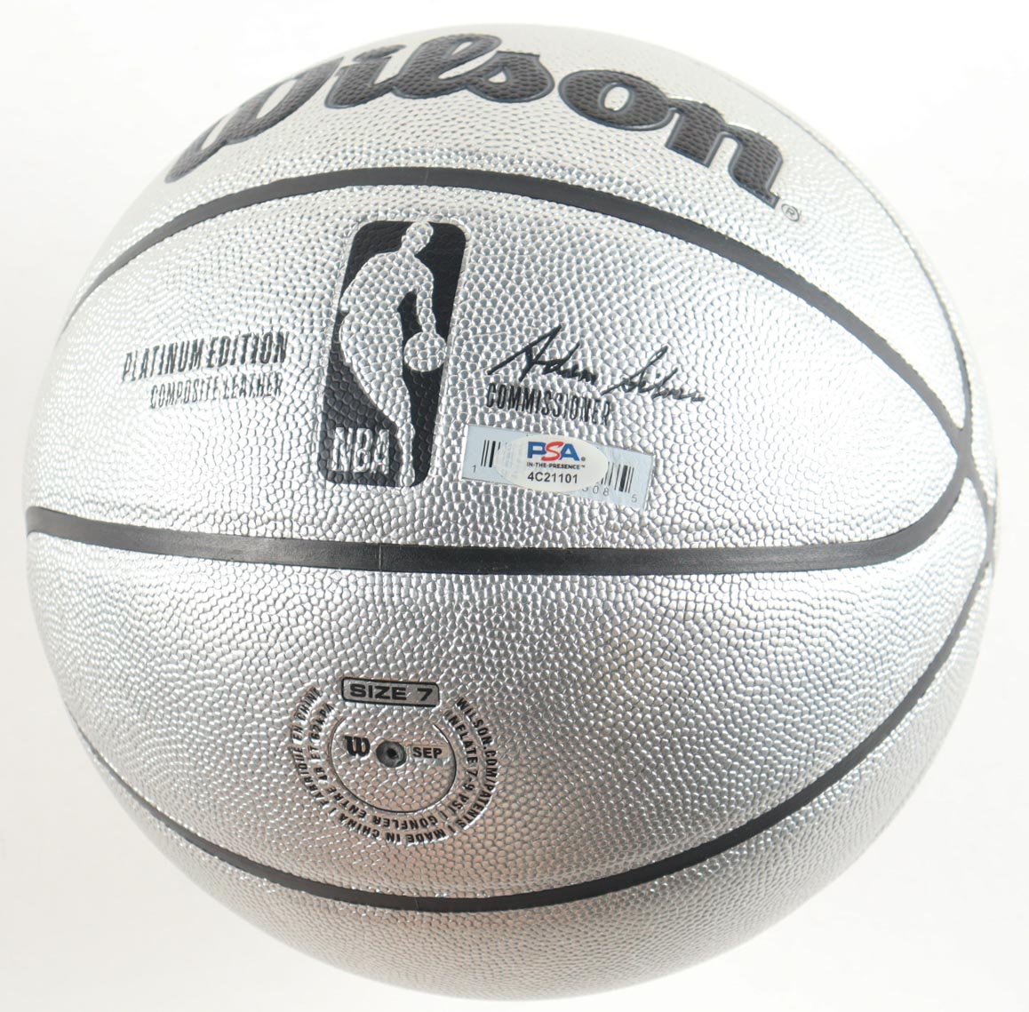 Larry Bird Signed NBA Platinum Edition Basketball with Photoback Display Case (PSA) at PristineAuction.com Larry Bird Signed NBA Platinum Edition Basketball with Photoback Display Case (PSA) at PristineAuction.com