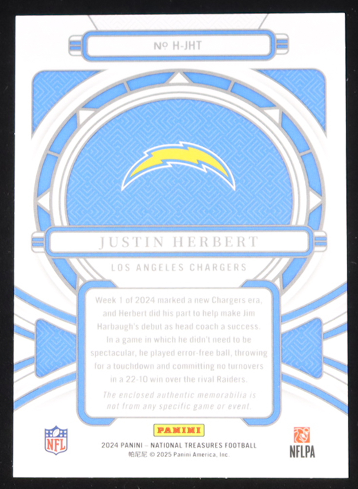 Justin Herbert 2024 Panini National Treasures Heirlooms Holo Silver #26 #11/25 at PristineAuction.com Justin Herbert 2024 Panini National Treasures Heirlooms Holo Silver #26 #11/25 at PristineAuction.com