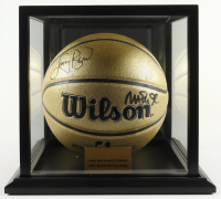 Larry Bird & Magic Johnson Signed NBA Gold Edition Basketball with Display Case (Beckett & PSA) at PristineAuction.com