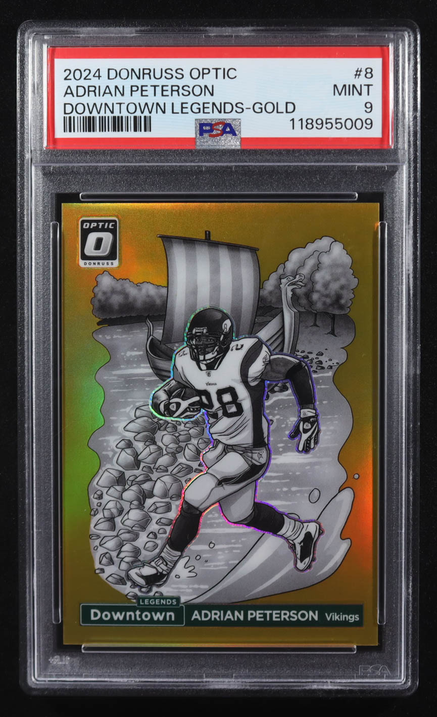 Adrian Peterson 2024 Panini Donruss Optic Downtown Legends Gold #8 #08/10 (PSA 9) at PristineAuction.com Adrian Peterson 2024 Panini Donruss Optic Downtown Legends Gold #8 #08/10 (PSA 9) at PristineAuction.com