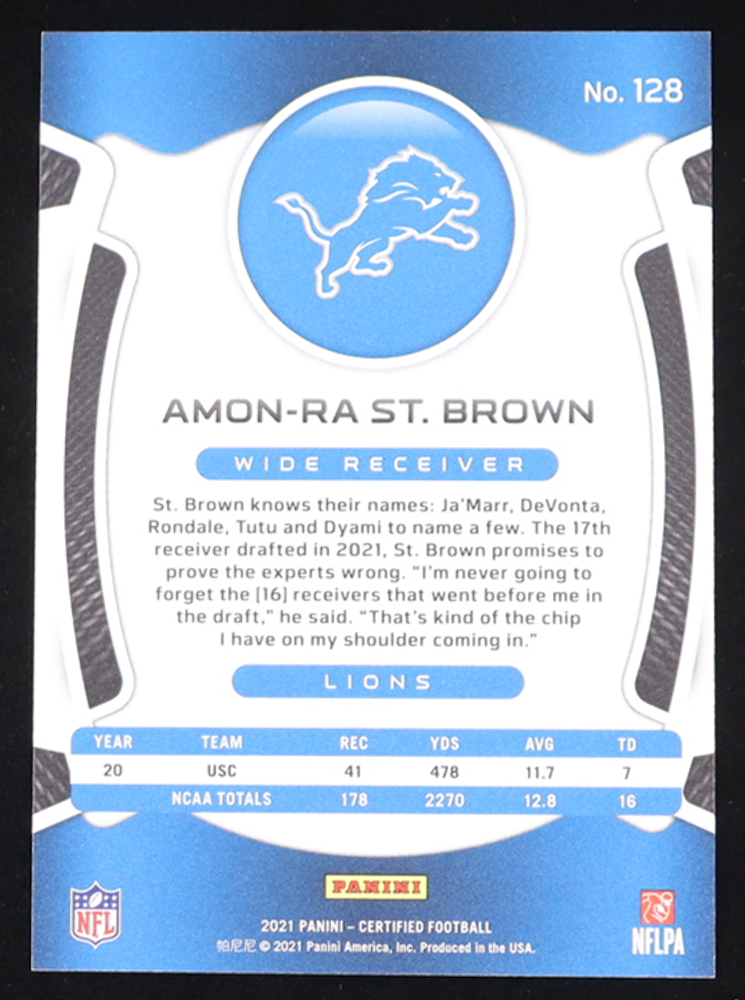 Amon-Ra St. Brown 2021 Certified Mirror Bronze #128 #013/249 at PristineAuction.com Amon-Ra St. Brown 2021 Certified Mirror Bronze #128 #013/249 at PristineAuction.com