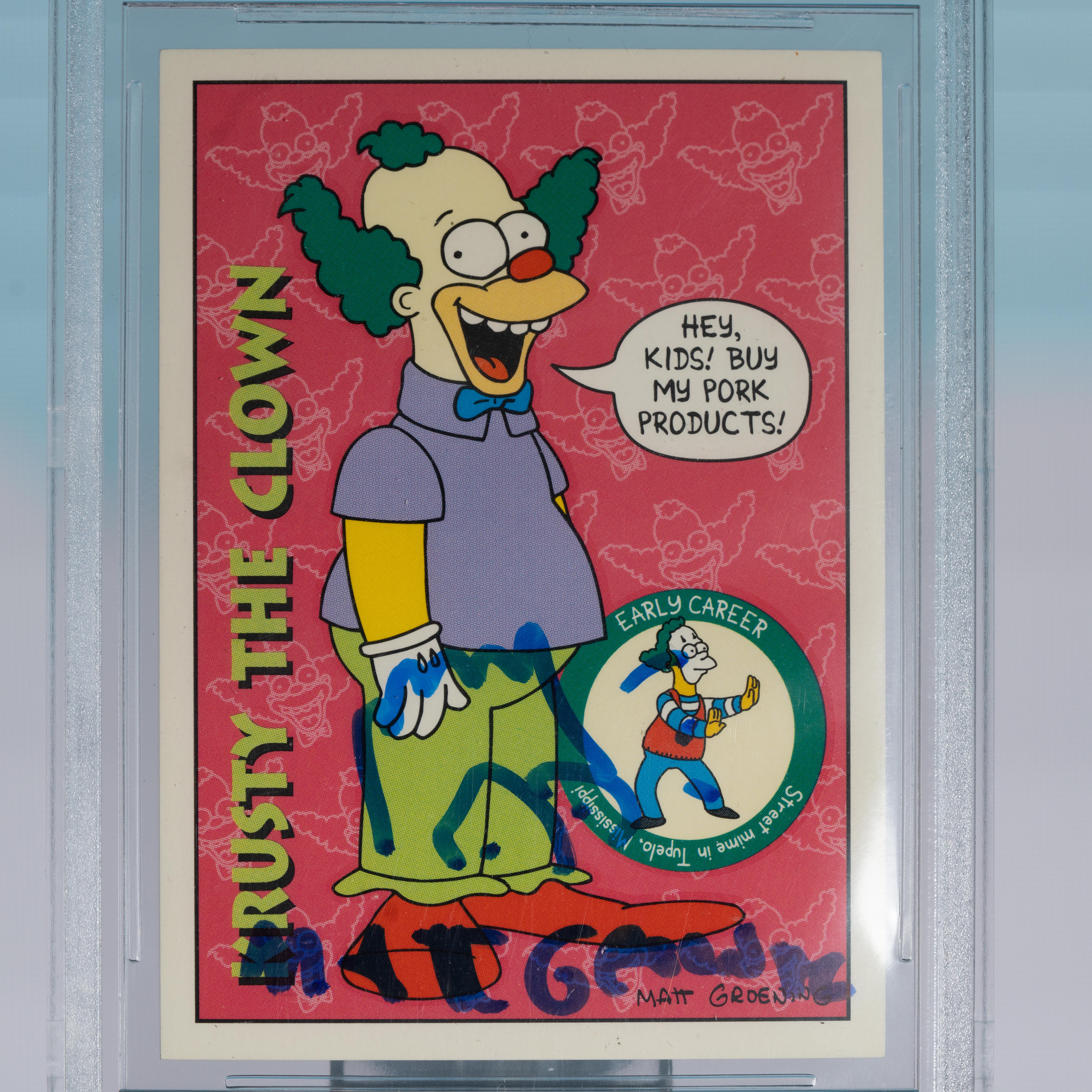 Matt Groening Signed 1993 The Simpsons Series One / Krusty The Clown #S20 with Hand-Drawn Sketch (BGS) at PristineAuction.com Matt Groening Signed 1993 The Simpsons Series One / Krusty The Clown #S20 with Hand-Drawn Sketch (BGS) at PristineAuction.com