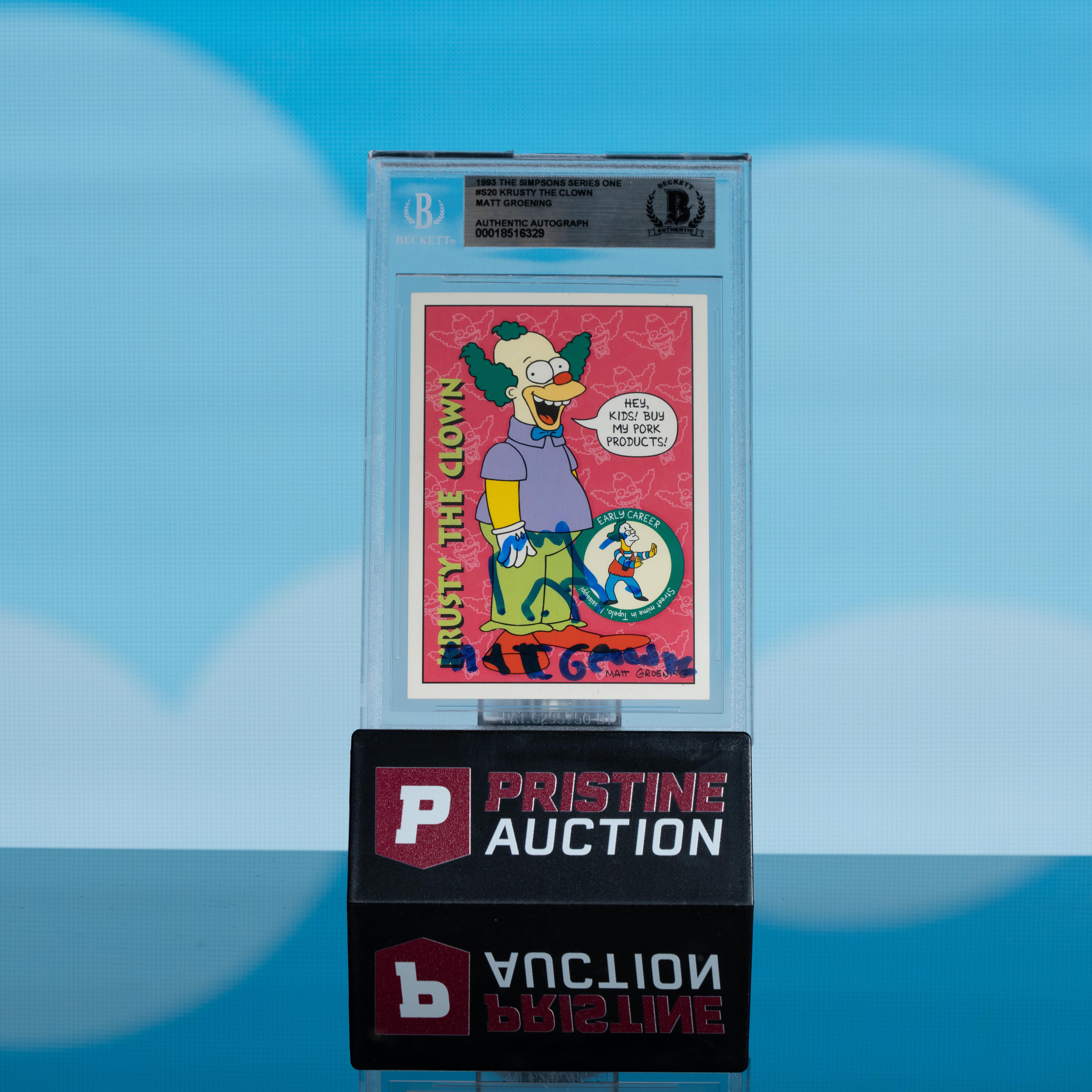 Matt Groening Signed 1993 The Simpsons Series One / Krusty The Clown #S20 with Hand-Drawn Sketch (BGS) at PristineAuction.com Matt Groening Signed 1993 The Simpsons Series One / Krusty The Clown #S20 with Hand-Drawn Sketch (BGS) at PristineAuction.com