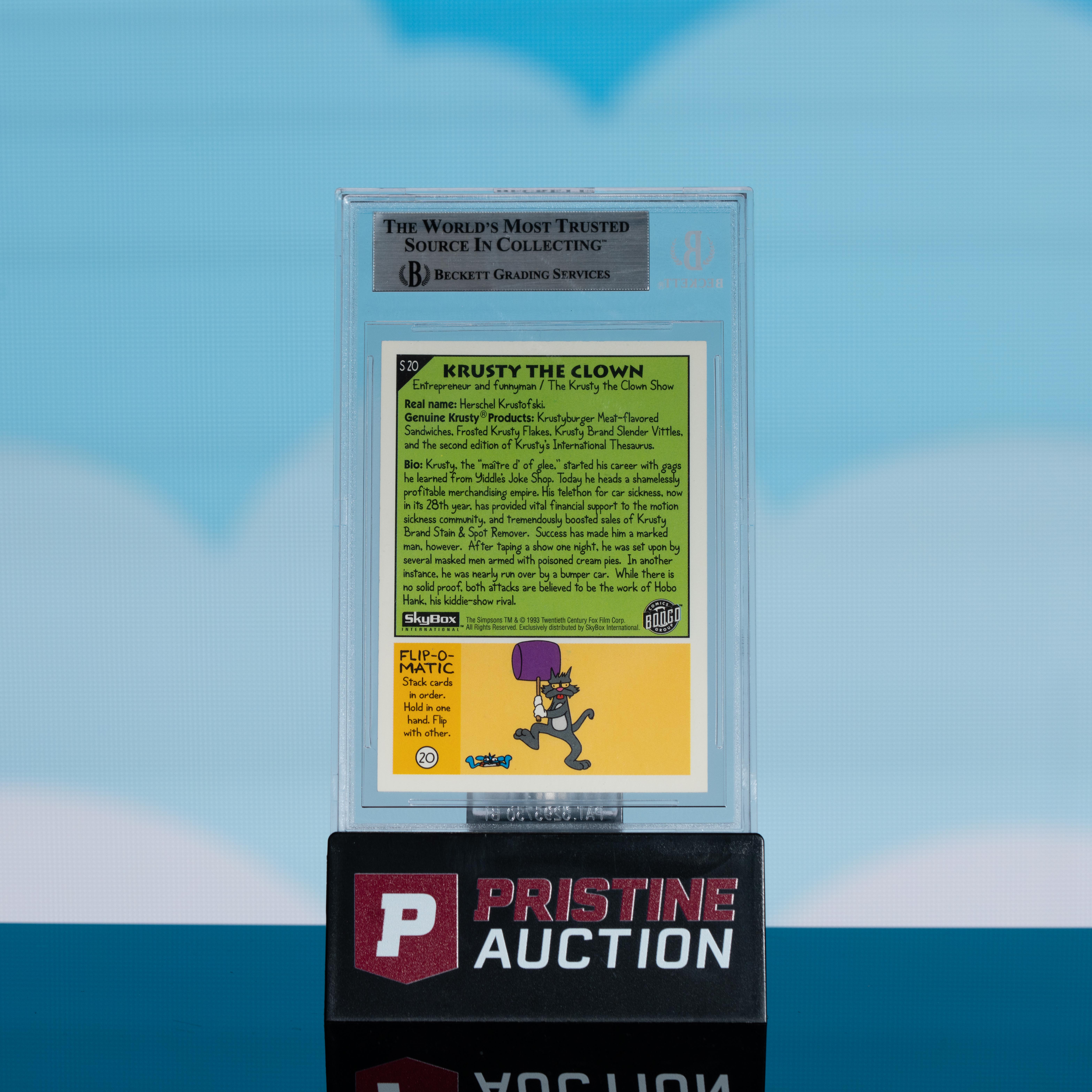 Matt Groening Signed 1993 The Simpsons Series One / Krusty The Clown #S20 with Hand-Drawn Sketch (BGS) at PristineAuction.com Matt Groening Signed 1993 The Simpsons Series One / Krusty The Clown #S20 with Hand-Drawn Sketch (BGS) at PristineAuction.com