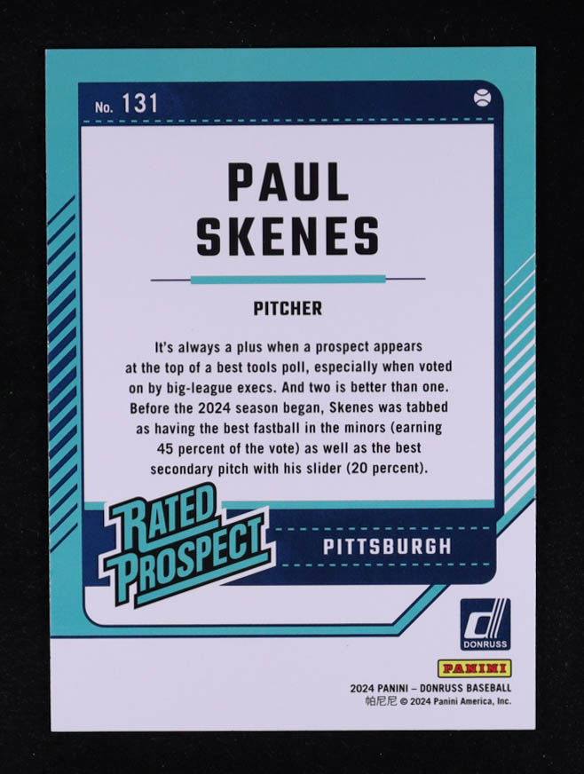 Paul Skenes 2024 Donruss #131 RC at PristineAuction.com Paul Skenes 2024 Donruss #131 RC at PristineAuction.com
