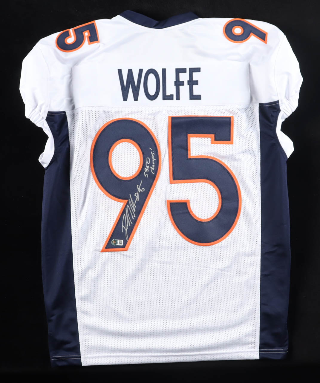 Derek Wolfe Signed Jersey Inscribed "SB 50 Champs!" (Beckett) at PristineAuction.com Derek Wolfe Signed Jersey Inscribed "SB 50 Champs!" (Beckett) at PristineAuction.com