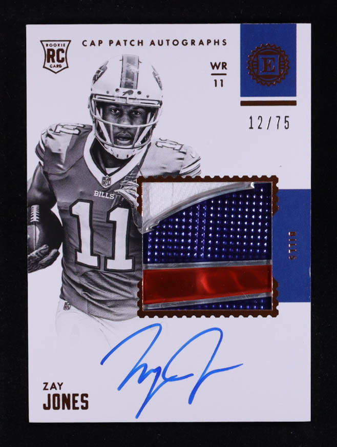 Zay Jones 2017 Panini Encased Rookie Cap Patch Autographs #111 #12/75 RC at PristineAuction.com Zay Jones 2017 Panini Encased Rookie Cap Patch Autographs #111 #12/75 RC at PristineAuction.com