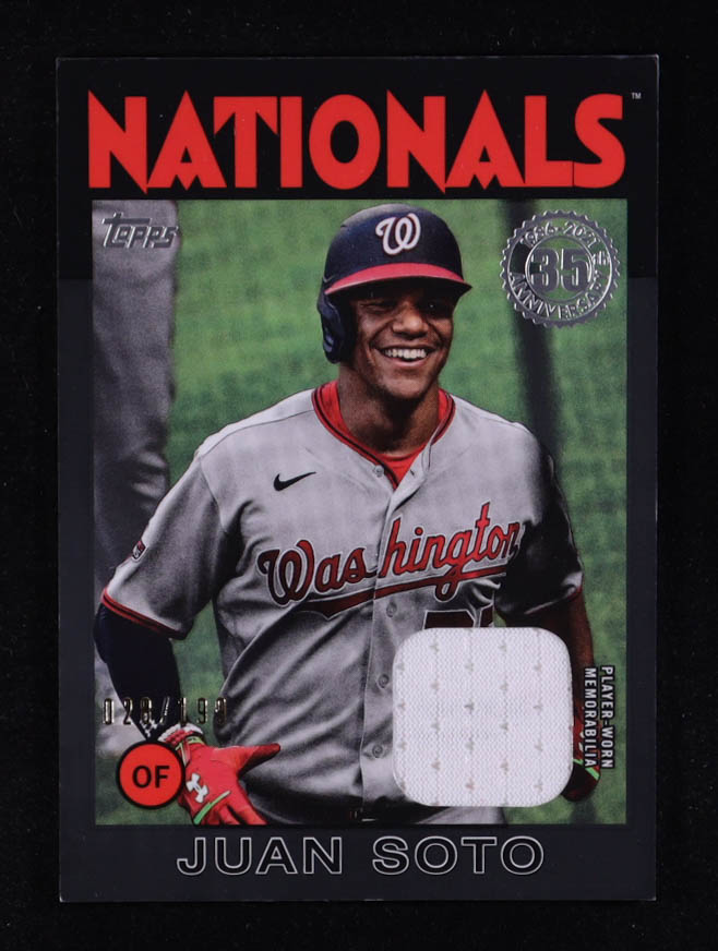 Juan Soto 2021 Topps '86 Topps Relics Black #86RJSO #028/199 at PristineAuction.com Juan Soto 2021 Topps '86 Topps Relics Black #86RJSO #028/199 at PristineAuction.com