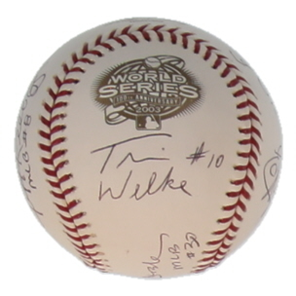 2003 World Series Umpires | 2003 World Series Logo Baseball Signed by (6) with Tim Welke, Randy Marsh, Larry Young (JSA) at PristineAuction.com