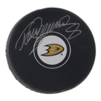 Teemu Selanne Signed Ducks Logo Hockey Puck (JSA) at PristineAuction.com