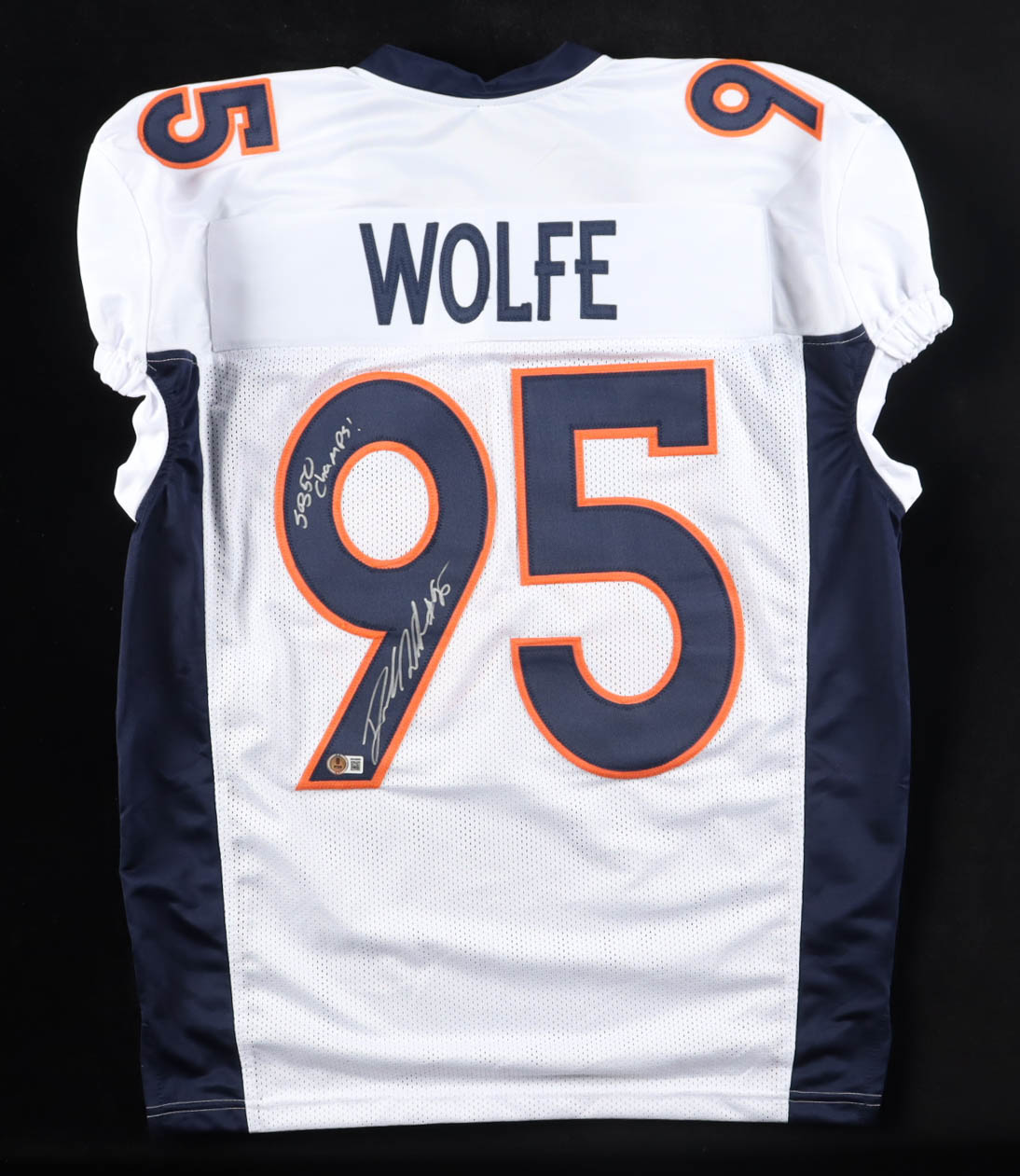 Derek Wolfe Signed Jersey Inscribed "SB 50 Champs!" (Beckett) at PristineAuction.com Derek Wolfe Signed Jersey Inscribed "SB 50 Champs!" (Beckett) at PristineAuction.com