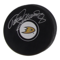 Teemu Selanne Signed Ducks Logo Hockey Puck (JSA) at PristineAuction.com