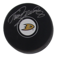 Teemu Selanne Signed Ducks Logo Hockey Puck (JSA) at PristineAuction.com
