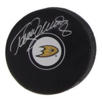 Teemu Selanne Signed Ducks Logo Hockey Puck (JSA) at PristineAuction.com